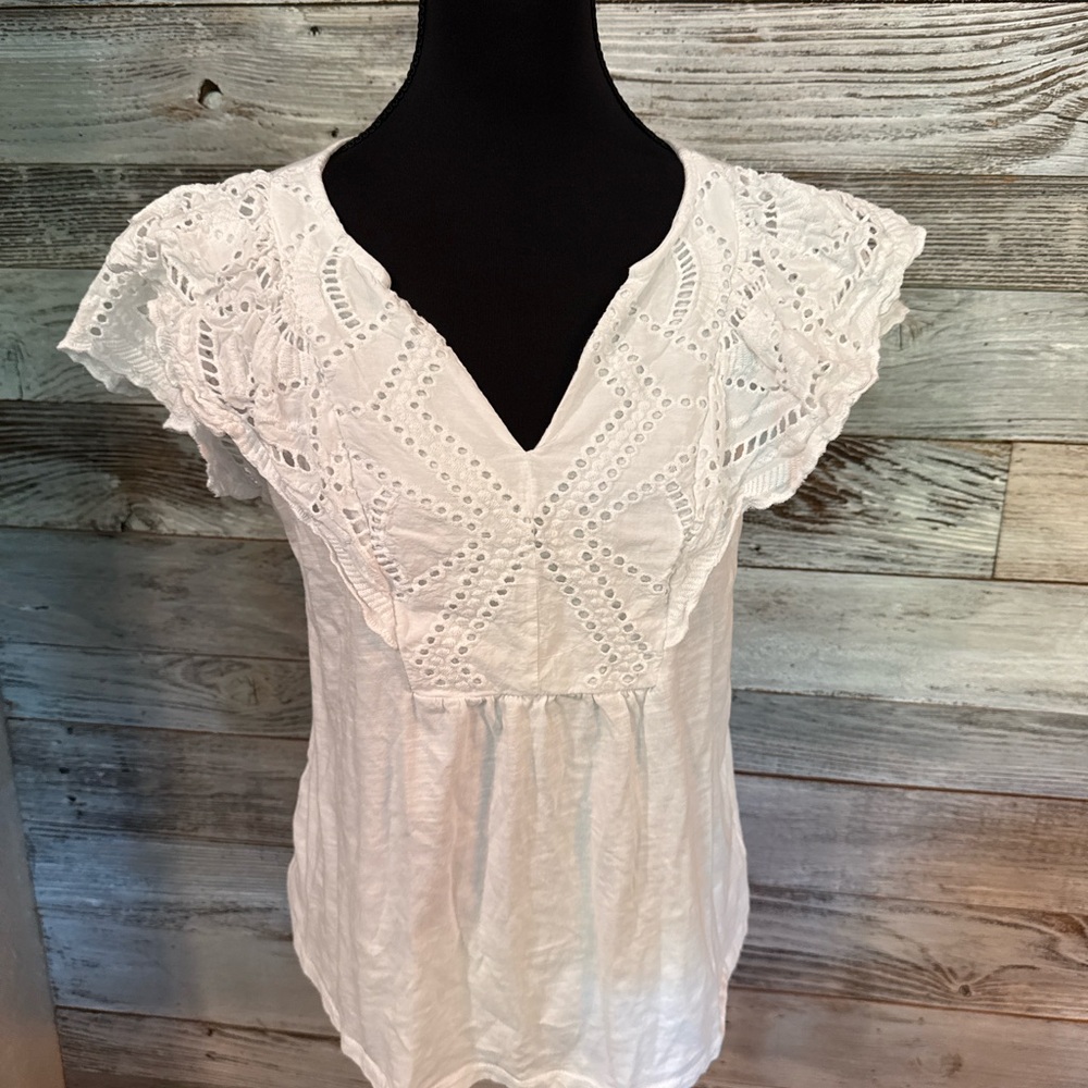 NWT Cato White Eyelet Lace Blouse